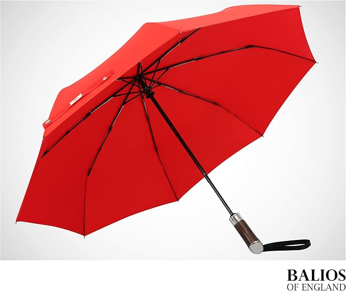 Balios Travel Umbrella Luxurious Golden Hardwood Handle Auto Open & Close - Image 6