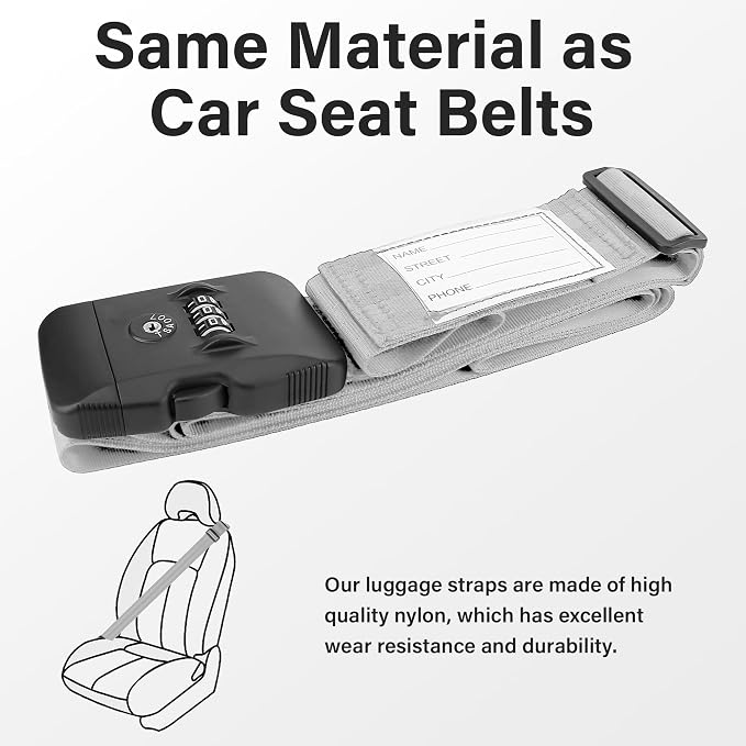 Luggage Straps, 2 Pack Adjustable Heavy Duty Cross Suitcase Straps - Image 4
