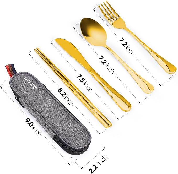 Travel Utensils with Case, Quatish Portable Silverware Set - Image 7
