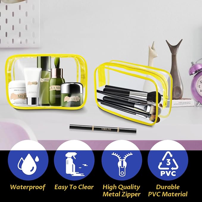 16 Pieces Clear Makeup Bag PVC Zippered Clear Toiletry Carry Pouch Portable - Image 4