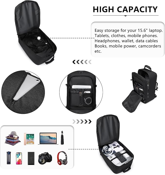 Kono Carry on Backpack, Waterproof Lightweight Daypack - Image 5