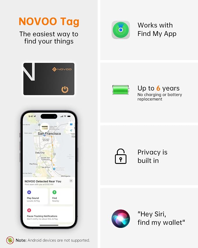 NOVOO Air Locator Tag Wallet Tracker Card - Image 9