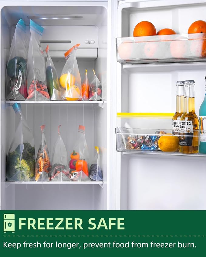 Lerine 12 Pack Reusable Gallon Freezer Bags Dishwasher Microwave Safe, Stand Up - Image 4