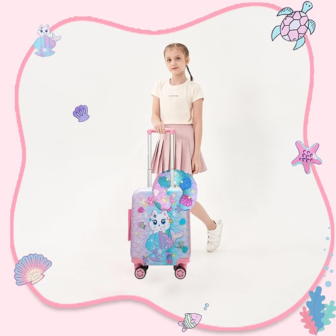 Cute Cat Kid’s Luggage Set 2 Piece Suitcase Set 16" Hardside Luggage - Image 7