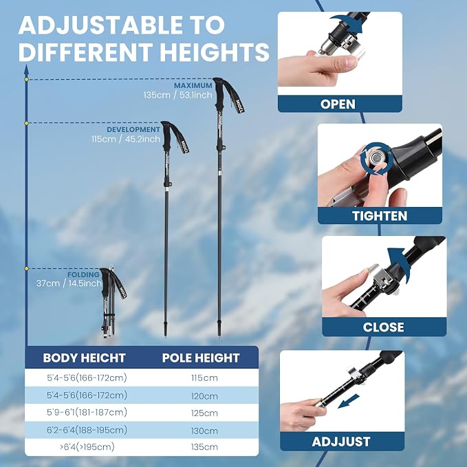 Collapsible Hiking Poles, 7075 Aluminum Trekking Poles, Walking Sticks - Image 6