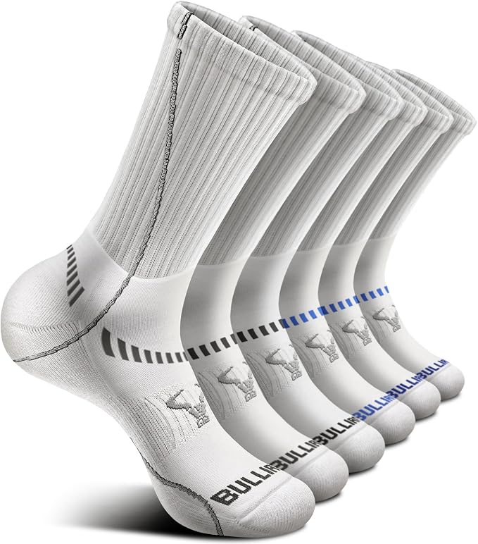BULLIANT Compression Socks for Men 6Pairs, Athletic Crew Socks Cushioned For by BULLIANT