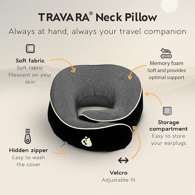Travel Pillow - Airplane Neck Pillow - 100% Pure Memory Foam Flight Pillow - Image 2