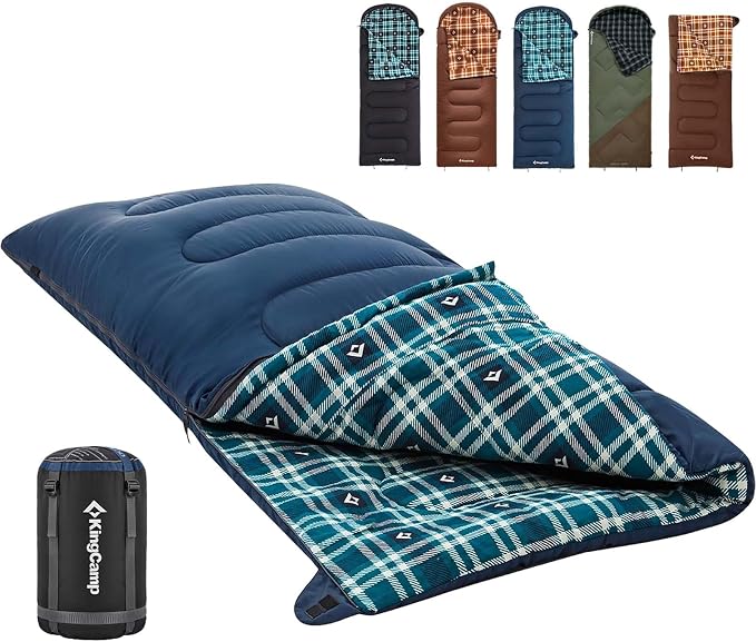KingCamp Sleeping Bag for Adults, Cold Weather & Warm XL Big and Tall Flannel by KingCamp