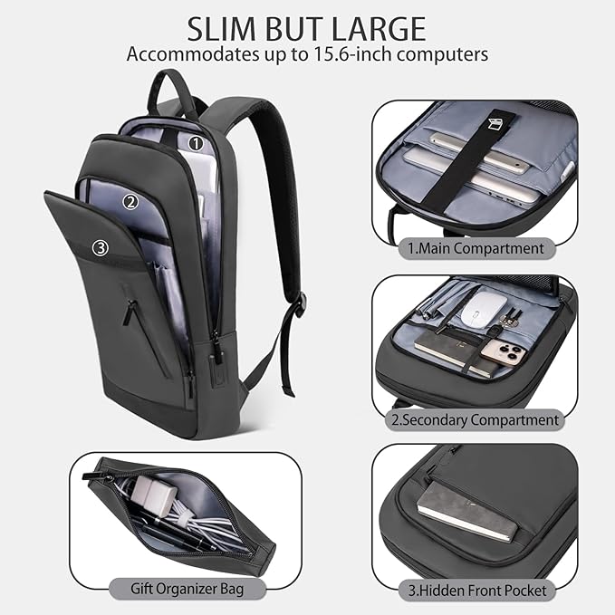 Business Backpack for Men Lightweight Commute Laptop Backpack Anti-Theft Water - Image 3