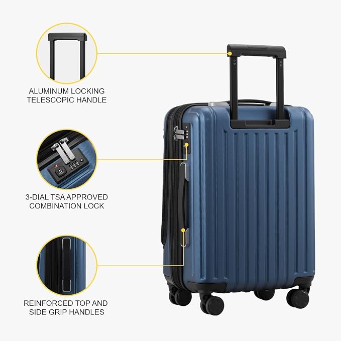 LEVEL8 Grace Carry on Luggage 22x14x9 Airline Approved, 20 Inch Hard Shell - Image 6