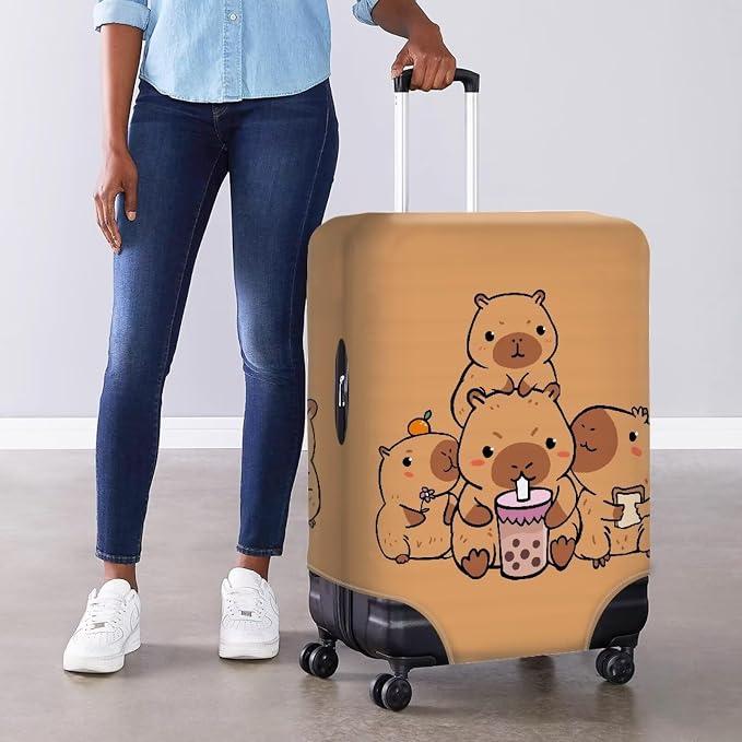 Milk Tea Capybara Luggage Cover Fit 26-29 Inch Universal Thickness Suitcase - Image 4