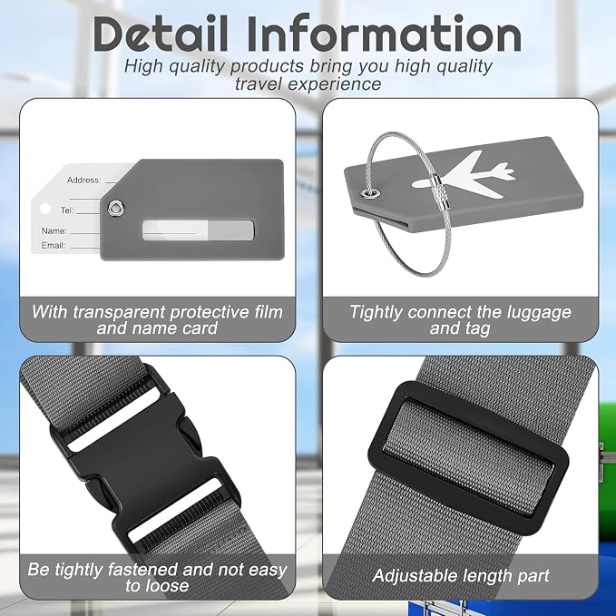 Weewooday 8 Pcs Luggage Straps Suitcase Tags Set - Image 3