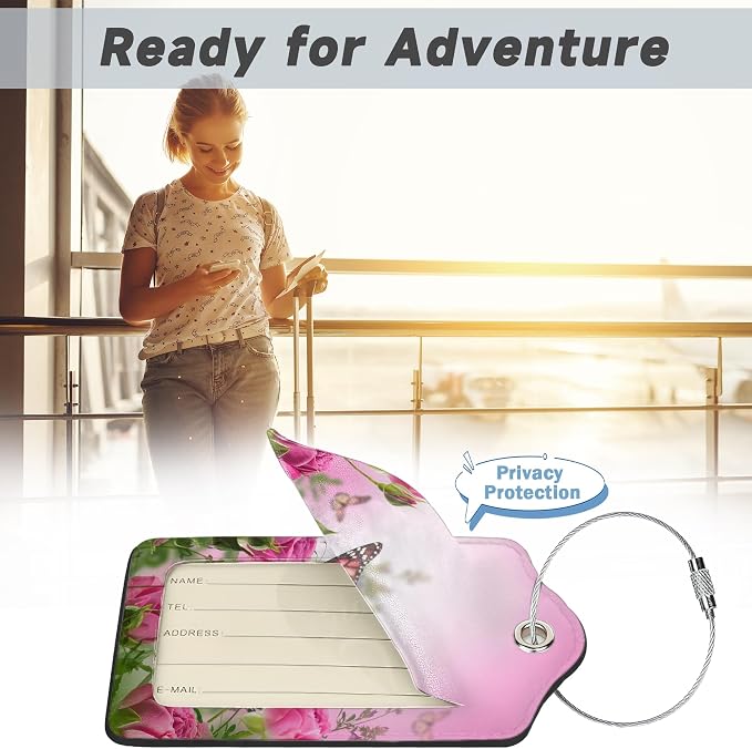 2 Pack Luggage TagsButterfly Rose Floral - Image 5