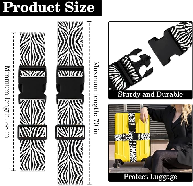 Zebra Luggage Straps for Suitcases TSA Approved, Luggage Identifiers for - Image 2