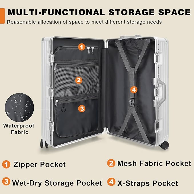 AnyZip Luggage Sets 2 Piece Aluminum Frame Carry On and Checked Suitcase PC ABS - Image 5