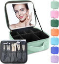 Makeup Bag with Led Mirror, Travel Makeup Organizer with 3 Color Setting by SUILU