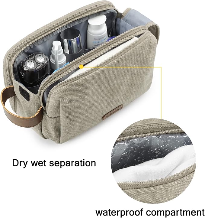 BAGSMART Toiletry Bag for Men, Canvas Travel Toiletry Organizer Dopp Kit - Image 3