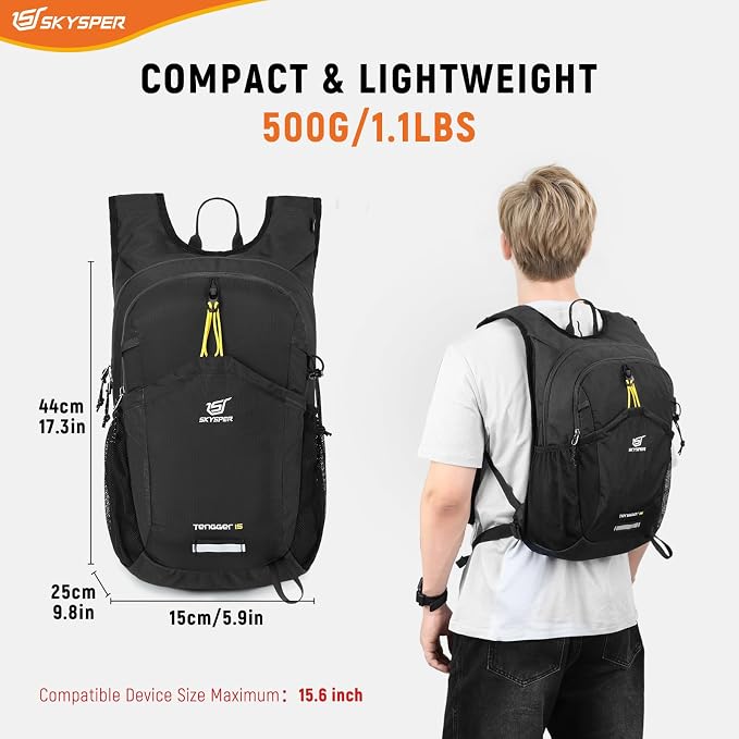 SKYSPER Hiking Backpack 15L Lightweight Walking Daypack - Image 6