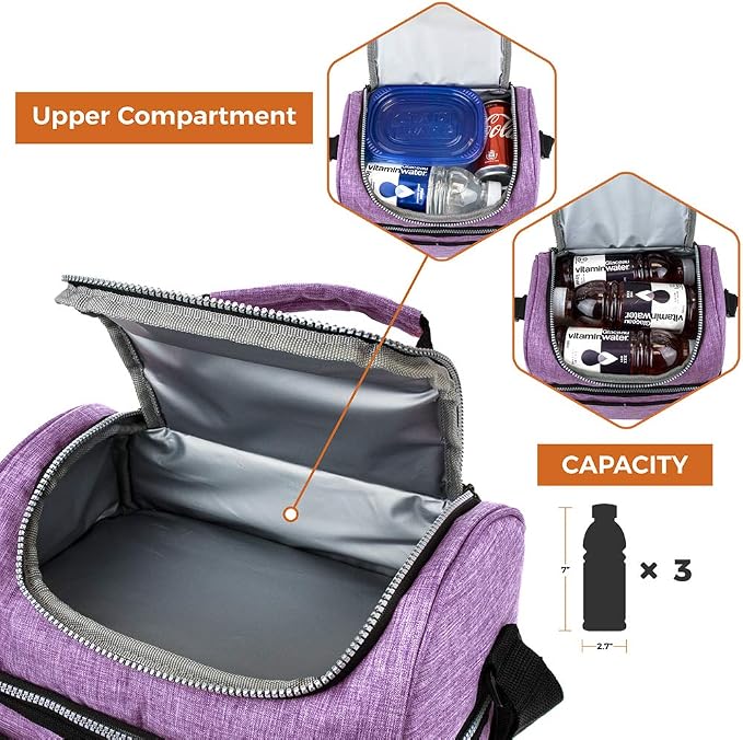 OPUX Lunch Box For Women, Insulated Large Lunch Bag Adult Work, Double Decker - Image 8