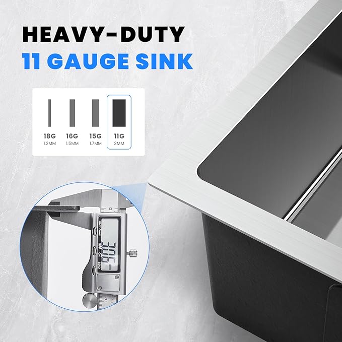 POPFLY 23 Inch Drop In Kitchen Sink, 23×18 Inch Top mount Small Bar Prep Sink - Image 3