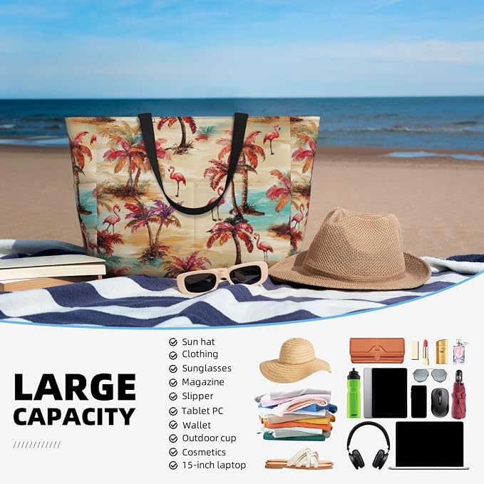 Beach Bag for Women Beach Tote Bag Waterproof Sandproof Large Bags - Image 5