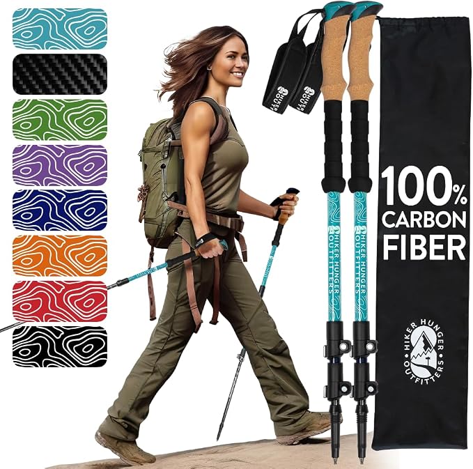 100% Carbon Fiber Trekking Poles by USA Brand by HikerHungerOutfitters