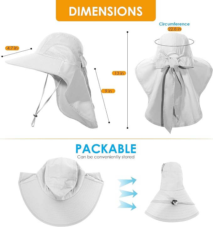Womens Sun Hat UV Protection, Foldable Waterproof Wide Brim Bucket Hats - Image 7