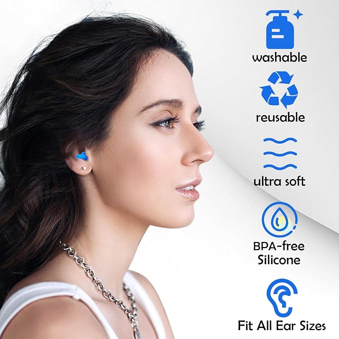 100 Pairs Ear Plugs for Sleeping Noise Cancelling, Reusable Silicone Sound - Image 4