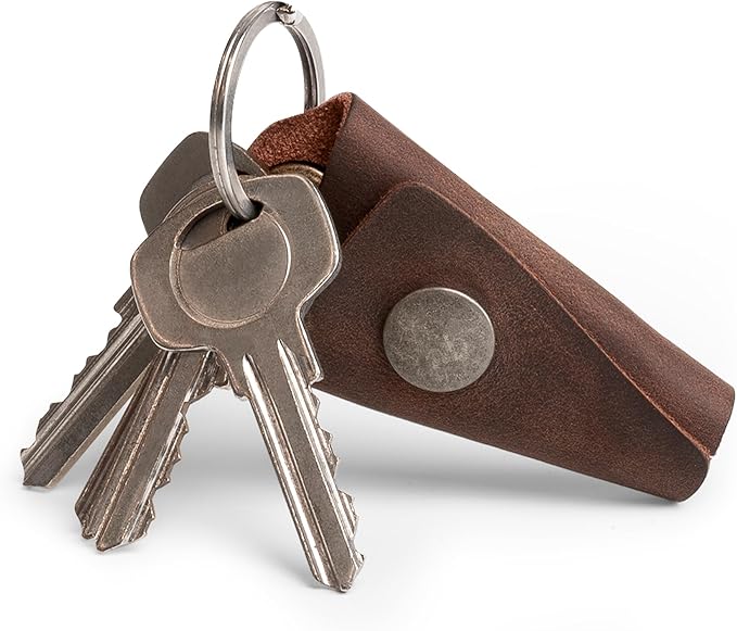Hide & Drink Full Grain Leather Wrap Keychain, Organizer Snap Closure, Key Ring - Image 3