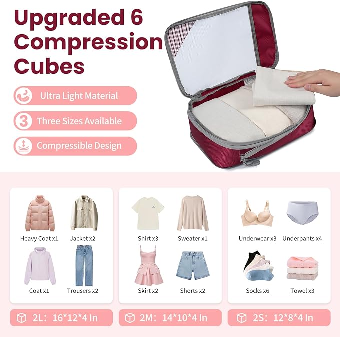 8 Set/6 Set/4 Set Compression Packing Cubes - Image 2
