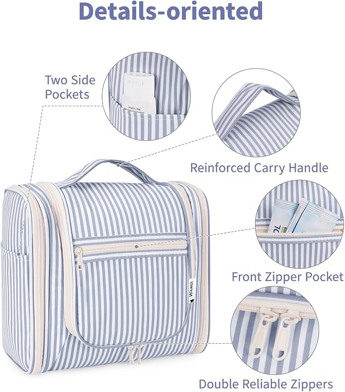 Narwey Striped Hanging Travel Toiletry Bag - Image 6