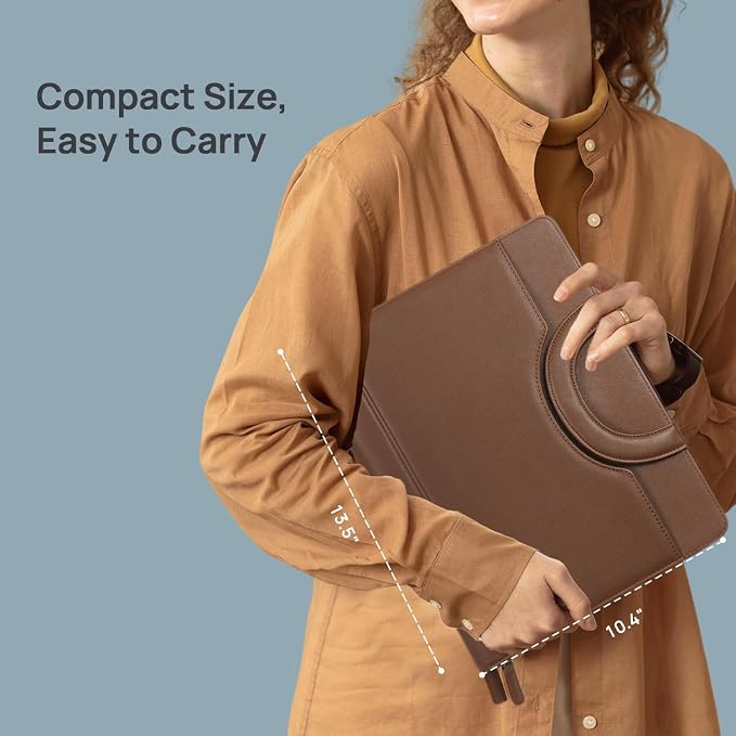 POPRUN Portfolio Binder with Zipper, Leather Padfolio Document Organizer with - Image 3