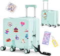 Kids Ride-On Luggage, Foldable Pedal, Hidden Cup Holder & Combination Lock by smilesun