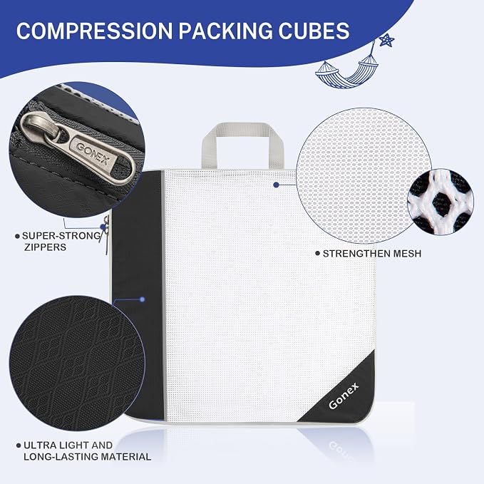 Compression Packing Cubes, Gonex Extensible Storage Mesh Bags Organizers - Image 2