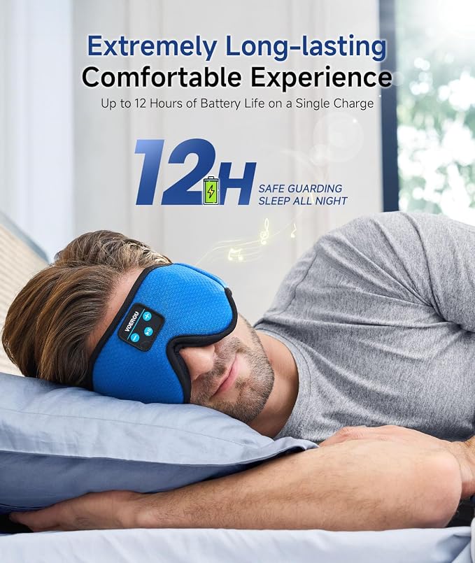 Voerou Sleeping Headphones 3D Eye Mask, Sleep Mask Bluetooth Headphone - Image 5