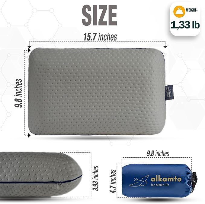 Travel & Camping Comfortable Memory Foam Pillow – Easy to Carry Portable Bag – - Image 3
