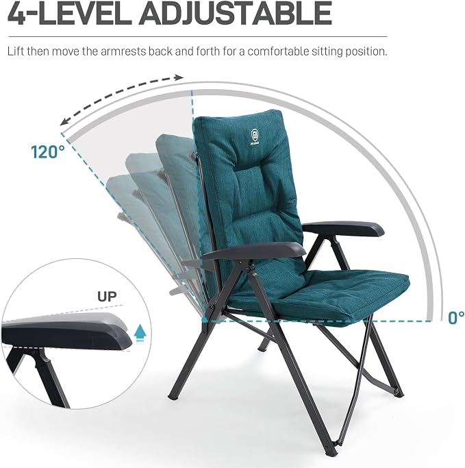 EVER ADVANCED Folding Camping Recliner Chair Fully Padded - Image 5