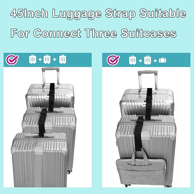 4Pack Add Bag Luggage Straps to Connect Two Suitcases, Adjustable Luggage Belt - Image 4