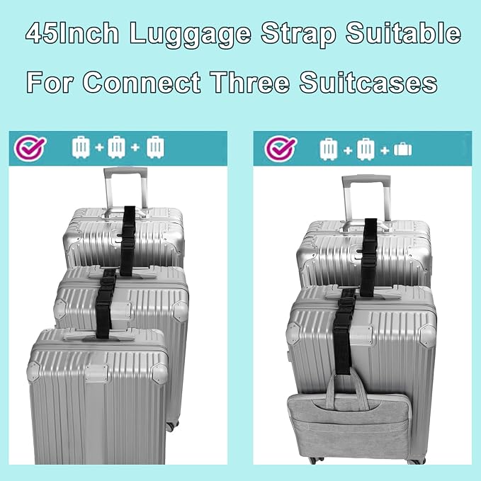Luggage Straps for Suitcases TSA Approved, Travel Accessories to Connect Two - Image 3
