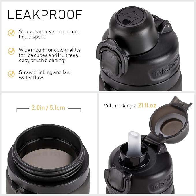 TakeToday Collapsible Water Bottles 20oz, Leak Proof, Foldable Silicone Travel - Image 8