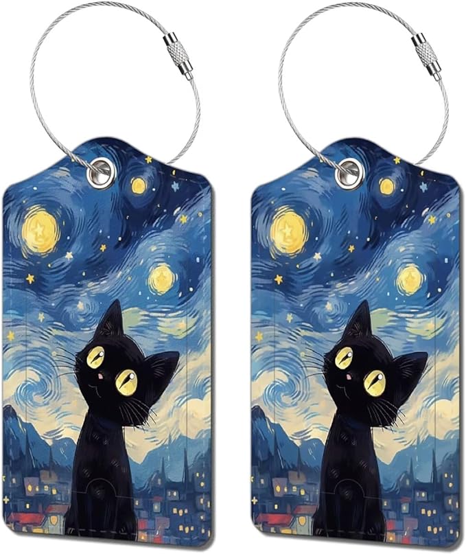 2 Pack Luggage Tag for Suitcase, Cute Unique Leather Bag Tags Identifiers by BestEioyo