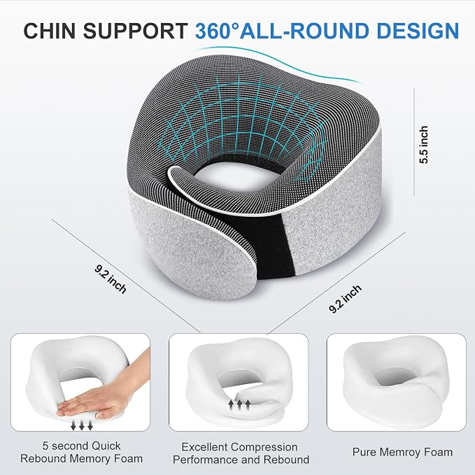 Travel Pillow, Best Memory Foam Neck Pillow Head Support Soft Pillow - Image 5
