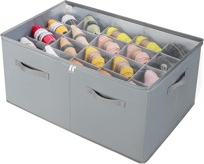 Shoe Organizer for Closet, Foldable Shoe Box by TOPIAHOME