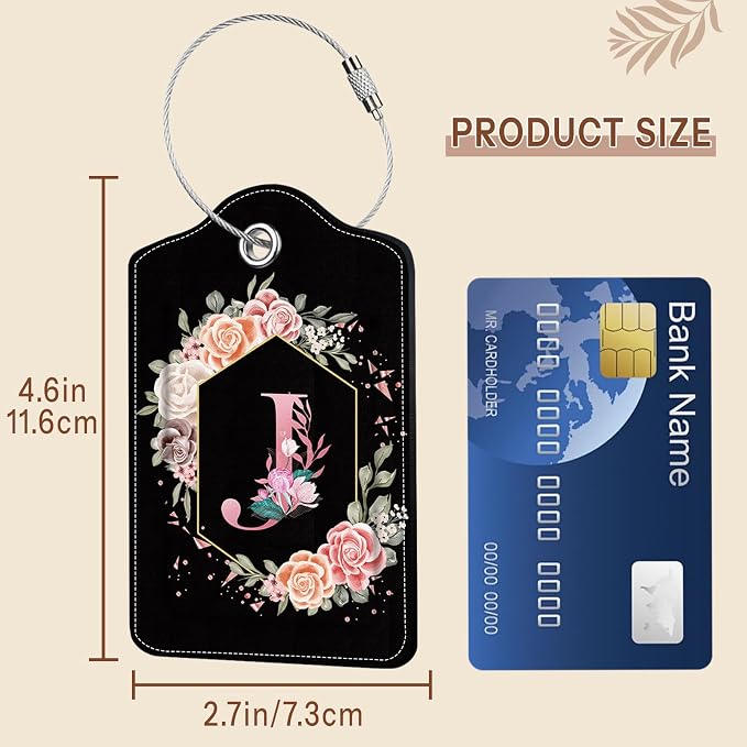 2Pcs Letter J Luggage Tag for Women, Name ID Labels - Image 7