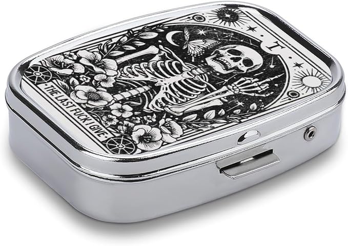 Metal 2 Compartment Pill Organizer Travel Friendly Portable Compact Pill Box - Image 3