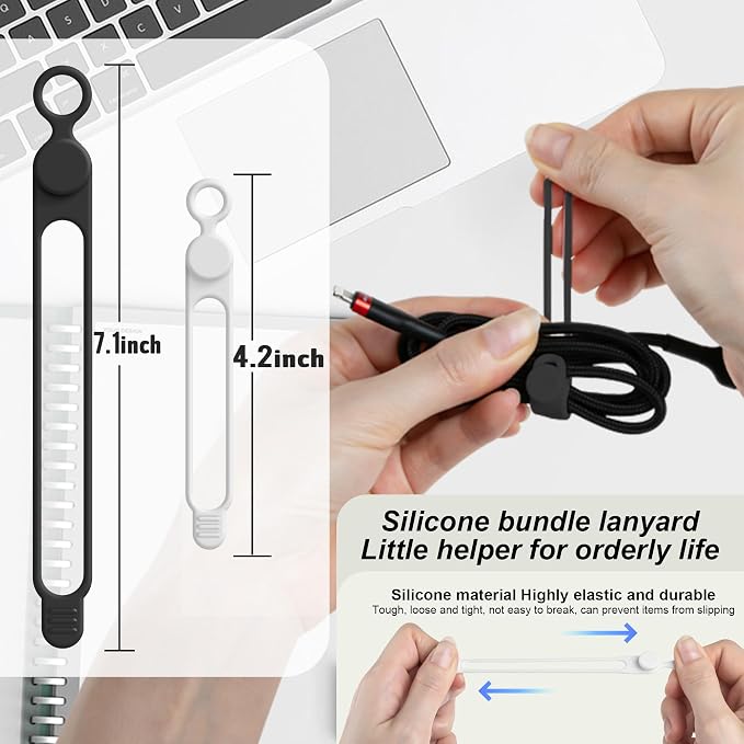 Nearockle Silicone Cable Ties Cord Organizer Cable Management - Image 2