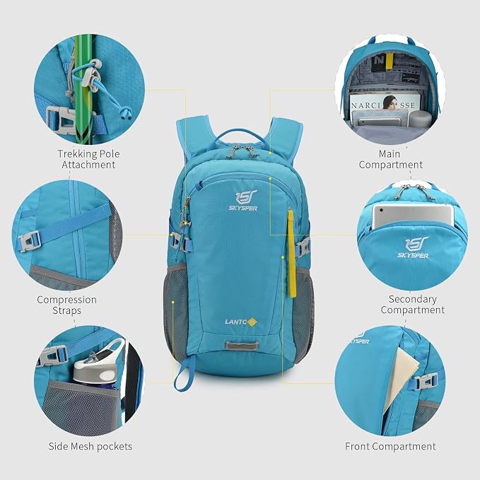 SKYSPER Small Hiking Backpack, 20L Lightweight Travel Backpacks Hiking Daypack - Image 4