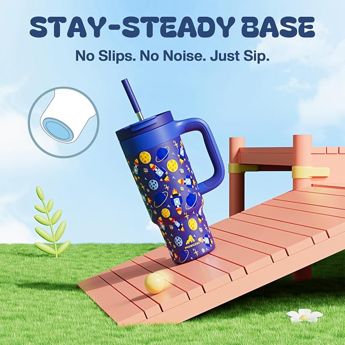 24 oz Stainless Steel Tumbler for Children: Durable Handle, Straw Gulp Lid - Image 6