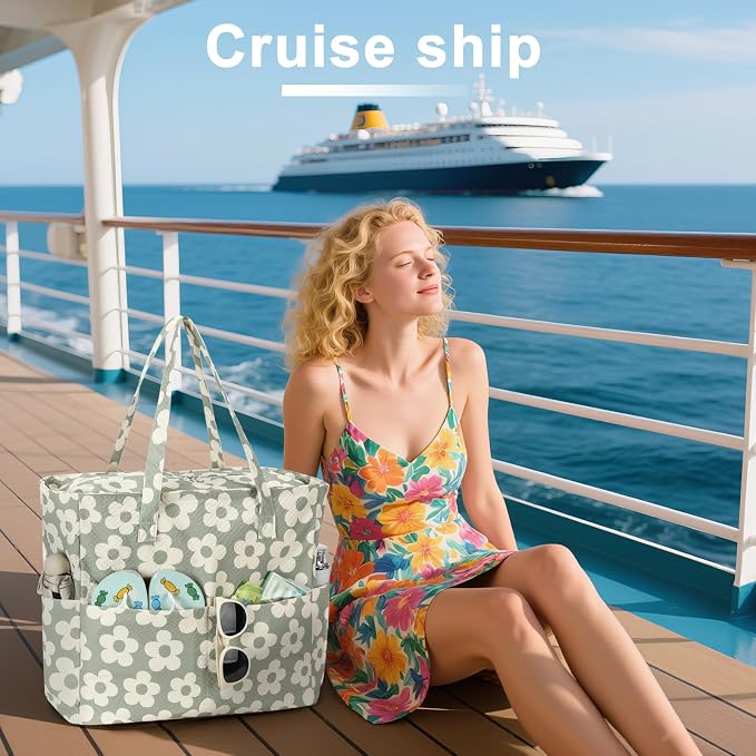 LEDAOU Beach Bag Waterproof Sandproof Women Tote Bag Pool Bag - Image 3