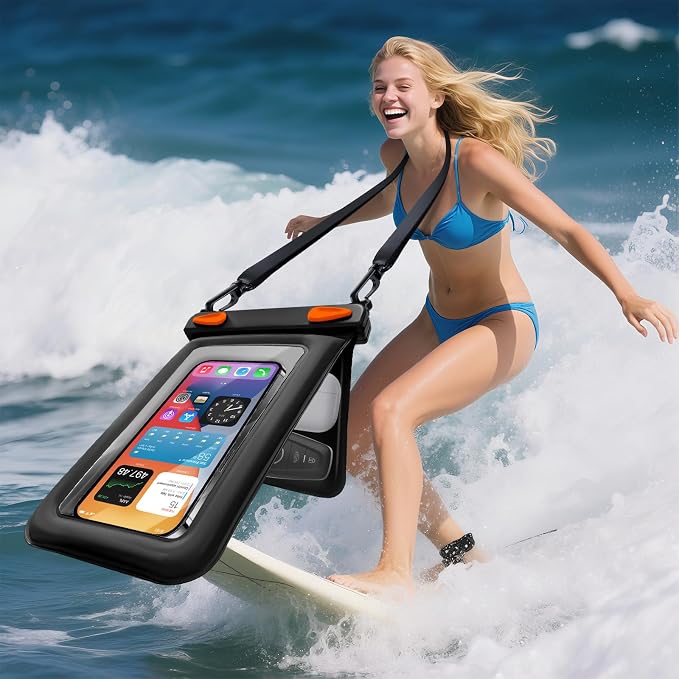 Waterproof Phone Pouch Double Pocket, Floating IPX8 8.5 inch Waterproof Phone - Image 7